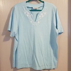 Blue embroidered blouse Plus size 18